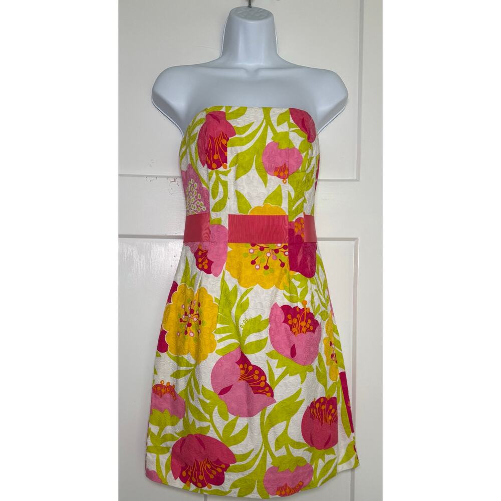 Lilly Pulitzer Vanessa‎ Floral Print Strapless Dress SIZE 0